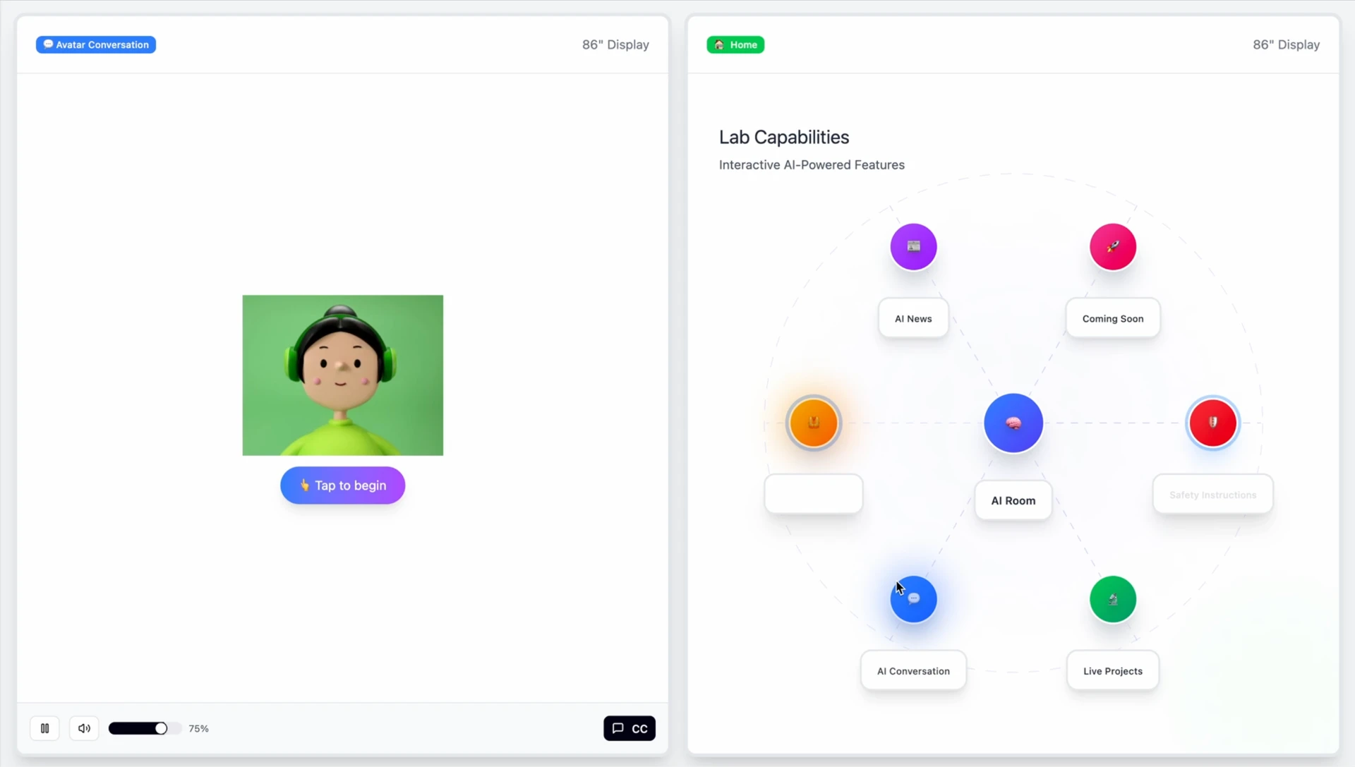 First AI Lab dual-screen interface exploration