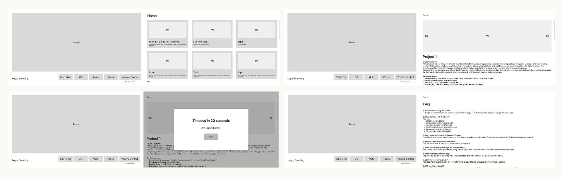 Low-fidelity layouts for the paired AI Lab displays